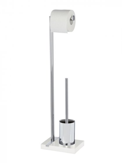 Stand WC-Garnitur Mod. Noble White, mit Chrom-Applikation 
