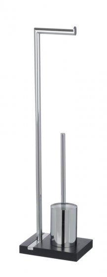 Stand WC-Garnitur Mod. Noble Black, mit Chrom-Applikation