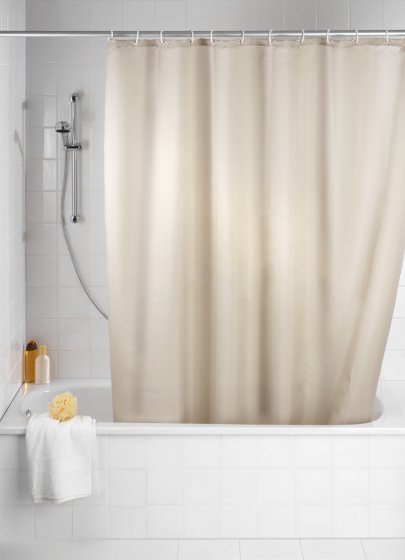 Anti-Schimmel Duschvorhang Uni Beige, Textil (Polyester), 180 x 200 cm, waschbar