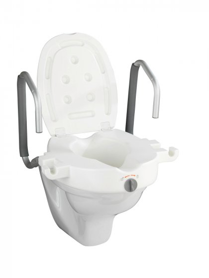 WC-Sitz Erhöhung mit Stützgriffen Mod. Secura, mit Easy-Close Absenkautomatik
