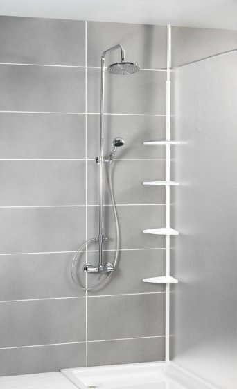 Teleskop Duschecke Compact Weiß, mit 4 Ablagen 