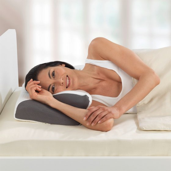 Seitenschläfer-Nackenstützkissen Mod. Visco, Seitenschläfer Kopfkissen mit Arm-Komfortzone 