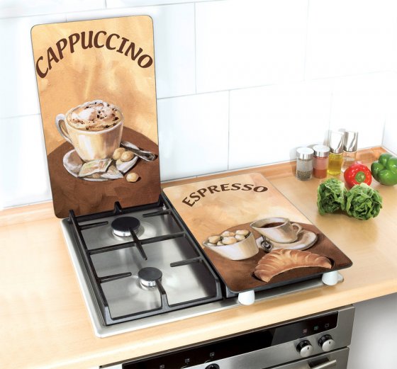 Herdabdeckplatte Universal Kaffee 2er Set, für alle Herdarten