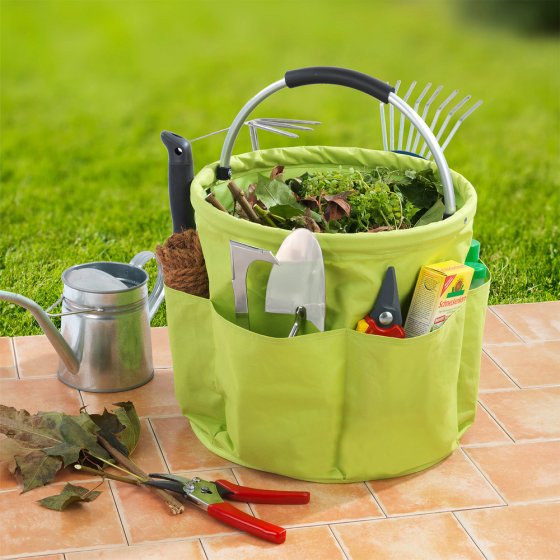 Universal Garten Caddy XL, 34 l, Grün, mit 6 Außentaschen für Gartenwerkzeug 