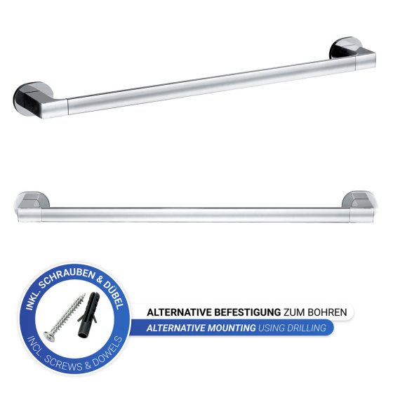 UV-Loc® Badetuchstange Uno Mod. Maribor 60 cm, Befestigen ohne Bohren mit innovativem Klebesystem 