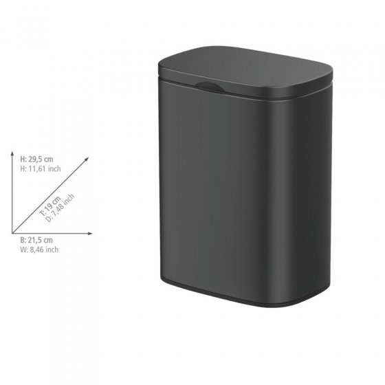 Wand-Kosmetikeimer Mod. Sare Schwarz 5 L, Easy Close Absenkautomatik 