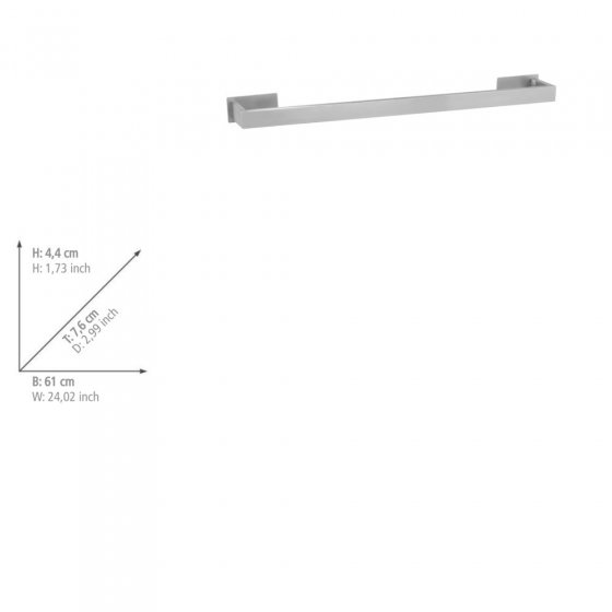 Turbo-Loc® Badetuchstange Uno Mod. Genova Matt 60 cm, Befestigen ohne bohren mit Klebepad-System