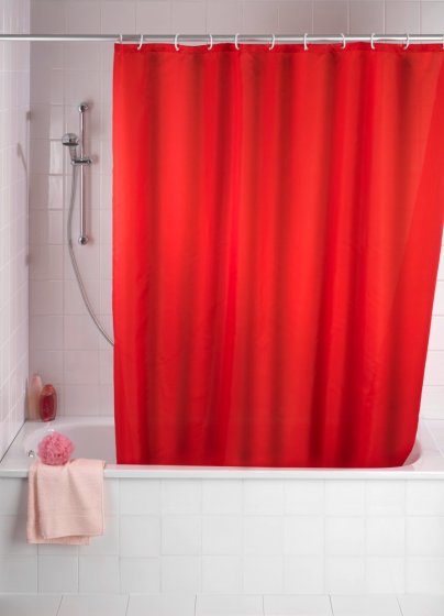 Anti-Schimmel Duschvorhang Uni Red, Textil (Polyester), 180 x 200 cm, waschbar