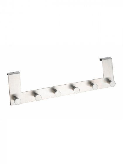 Türgarderobe Edelstahl Mod. Celano, 6 Haken, für Türfalzstärken bis 2 cm