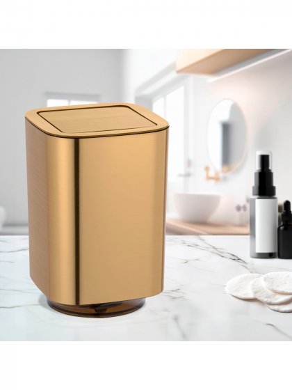Schwingdeckeleimer Mod. Auron Gold, Kosmetikeimer mit Schwingdeckel, 5,5 l 