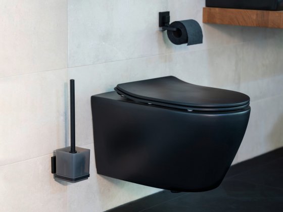 Vacuum-Loc® WC-Garnitur Mod. Quadro Schwarz, Befestigen ohne Bohren 