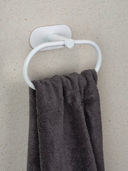 Turbo-Loc® Handtuchring Mod. Orea White matt, aus rostfreiem Edelstahl 