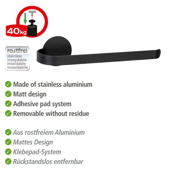 Turbo-Loc® Handtuchhalter Mod. Bivio Black matt, aus Aluminium 