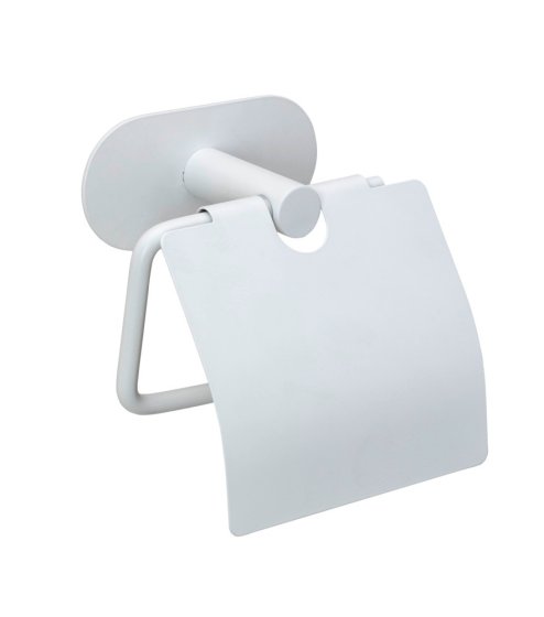 Turbo-Loc® Toilettenpapierhalter mit Deckel Mod. Orea White matt, aus rostfreiem Edelstahl 