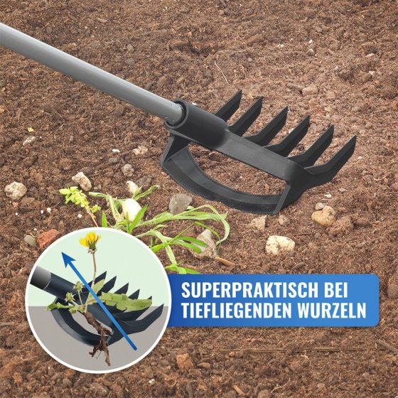 Gartenhacke und Kultivator 2in1 mit Teleskopstiel, 5 Jahre Garantie 