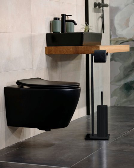 Stand WC-Garnitur Mod. Recco Schwarz, aus lackiertem Stahl 