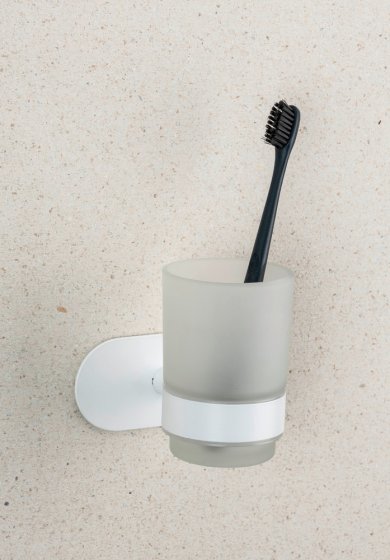 Turbo-Loc® Zahnputzbecherhalter Uno Mod. Orea White matt, aus rostfreiem Edelstahl 