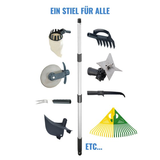 Laubrechen 3in1 mit Teleskopstiel, extra breite Aufnahmefläche 