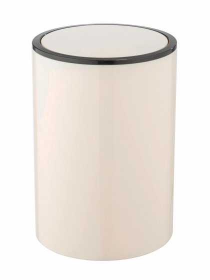 Schwingdeckeleimer Mod. Inca Creme/Schwarz, 5L, hochwertiger Kunststoff, 5 Liter
