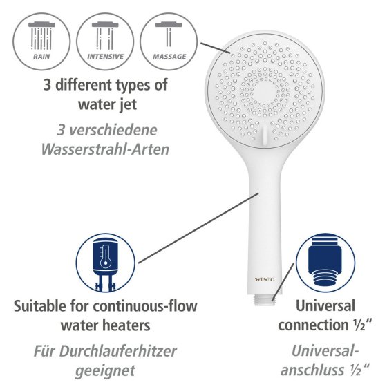 Brauseset Watersaving Weiß, Länge Stange: 70 cm 