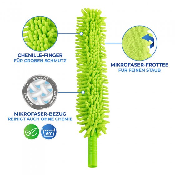 Teleskop-Staubschwert mit Knickgelenk, magnetisch anziehender Staubwischer 