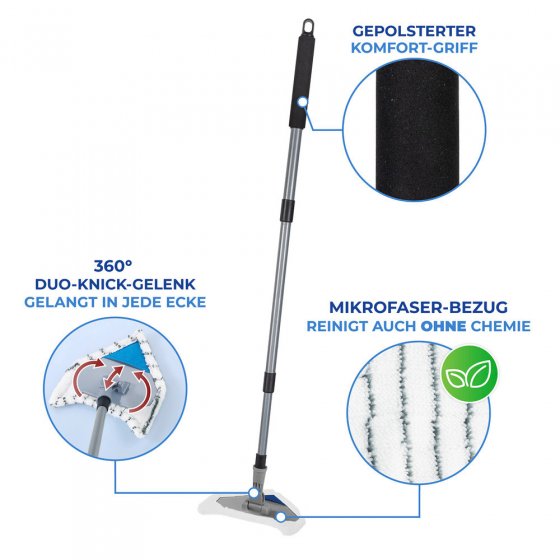 Multiflex-Wischer inkl. Teleskopstiel, für Fliesen, Fenster und Böden geeignet 