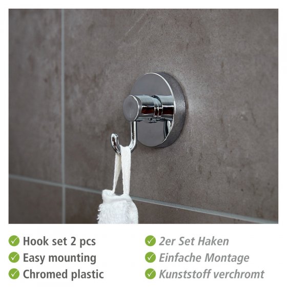 Vacuum-Loc® Toilettenpapierhalter Mod. Milazzo & Haken, 3-tlg., Befestigung ohne bohren 