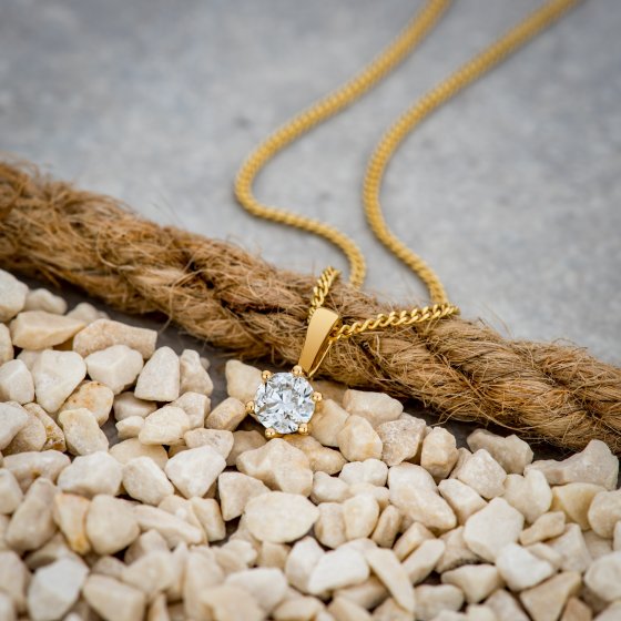 Anhänger mit Kette 750/- Gelbgold 1 Brillant 0,50 ct. 