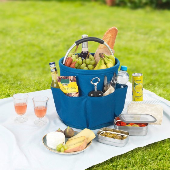 Universal Reinigungs Caddy 16 l, Blau, 2er Set, mit 6 Außentaschen für Schwämme und Tücher 