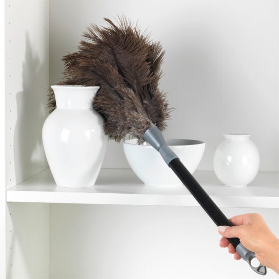 Teleskop Straußenfeder Staub-Magnet, Schwarz, aus 100% echten Straußenfedern 
