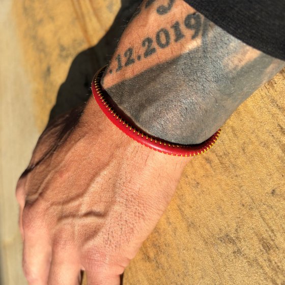 Armband echt Leder mit Deutschland-Farben 21cm 