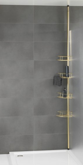 Teleskop-Eckregal Mod. Dolcedo Gold matt, rostfrei
