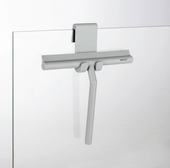 Badezimmerwischer Silikon Mod. Mola Grau, Edelstahl ummantelt mit Silikon