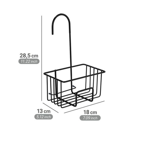 Dusch-Caddy Mod. Milito, schwarz, Edelstahl, PET, 18x28.5x13 cm, rostfrei und langlebig 