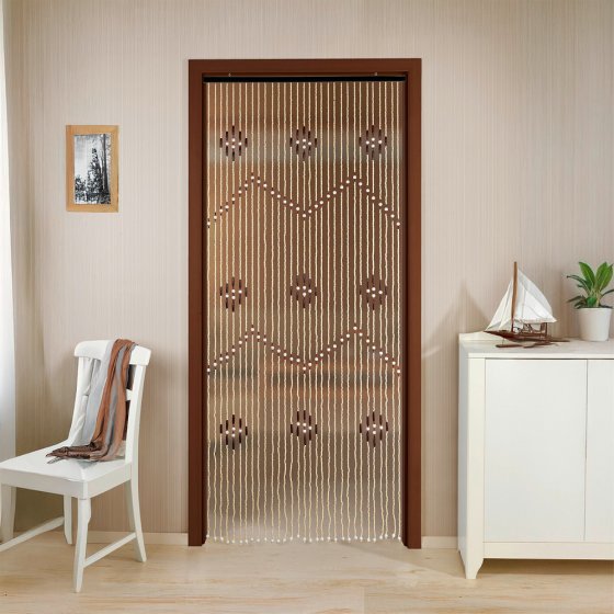 Vorhang Mod. Holzperlen, mehrfarbig, Holz/Bambus, 90x200 cm, 31 Stränge aus Ahornholzperlen 