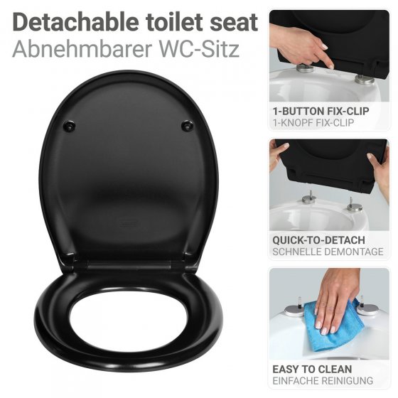 WC-Sitz Mod. Rieti, schwarz, Duroplast, 37x44,5 cm, easy close Absenkautomatik 