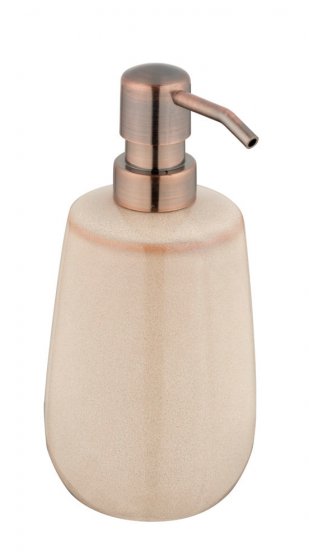 Bad-Accessoire Set Mod. Sirmione, beige, Keramik, 2-teilig, aus Keramik, kupferfarbene Details 