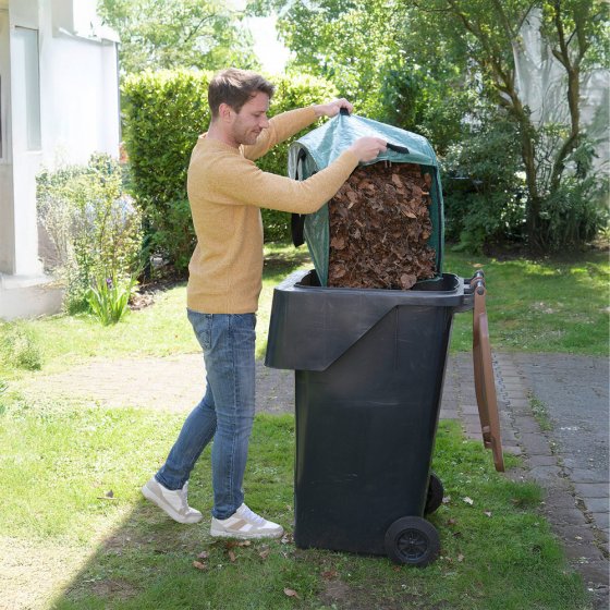 Laubsammler XL, grün/weiß, Kunststoff, Fiberglas, 50x35x75 cm, mit integrierter Kehrkante 