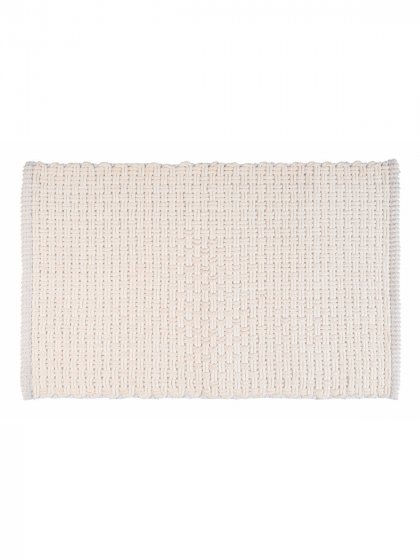 Badteppich Mod. Ecoli, weiß, Polyester/Baumwolle, 50x80 cm, rutschhemmende Rückseite, schnelltrocknend 