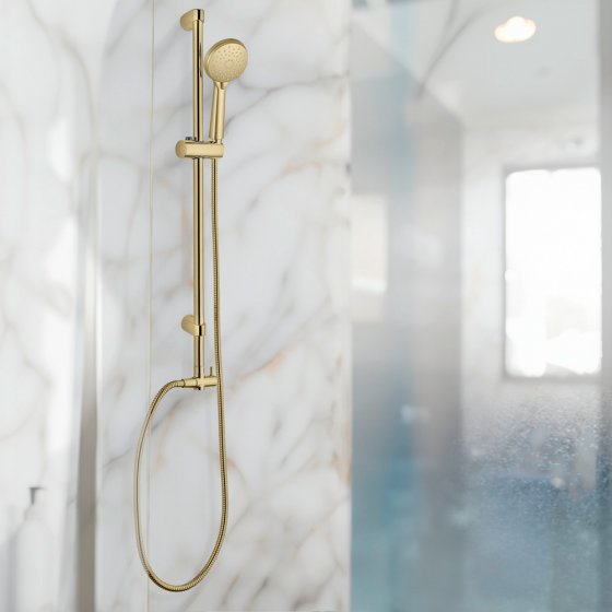 Edelstahl Duschschlauch Mod. Brass 150 cm Gold, 1/2" Standardanschluss, Verdrehschutz 