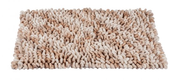 Badteppich Mod. Lerici, weiss-beige, Polyester/Baumwolle, 60x90 cm, rutschhemmend beschichtet, schnelltrocknend 