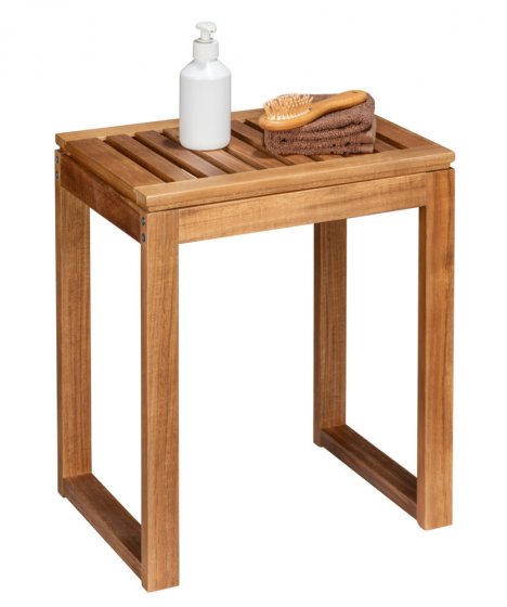 Badhocker Mod. Fondi, aus massivem Akazienholz 