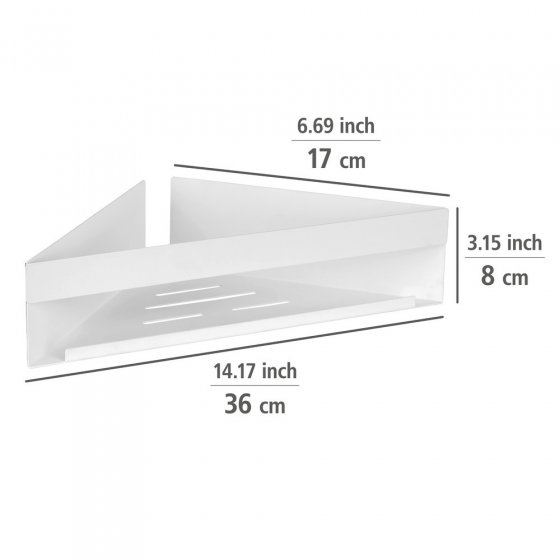 Turbo-Loc® Eckablage Mod. Genova White matt, Befestigen ohne Bohren mit Spezial-Klebepad 