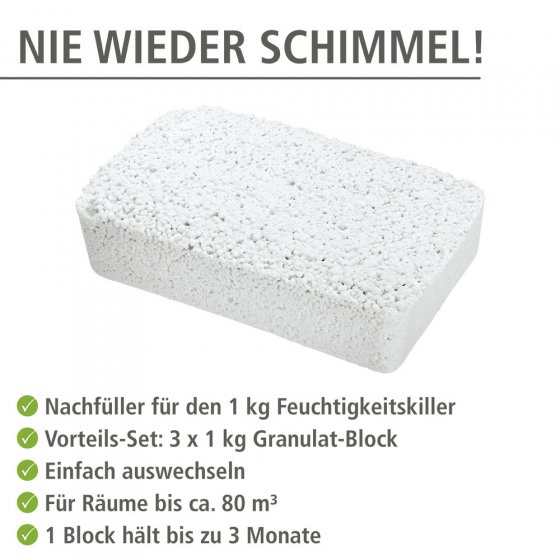 Nachfüllpack für Luftentfeuchter, 3 x 1 kg, für Raumentfeuchter 