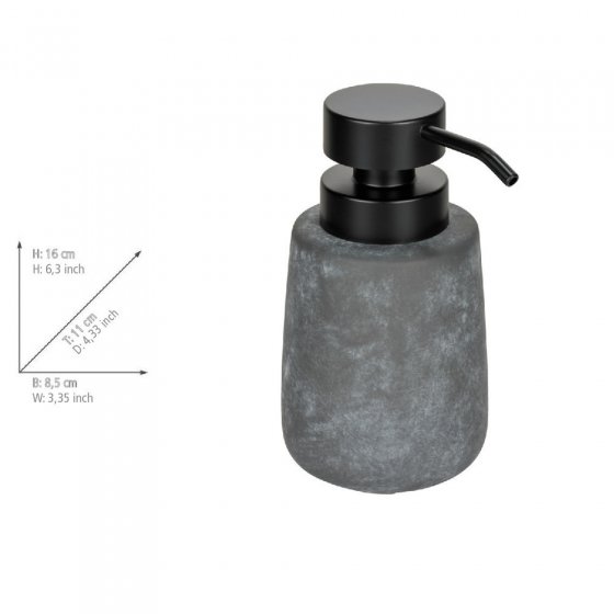 Bad-Accessoire Set Mod. Sacile, grau/schwarz, Keramik/Kunststoff, Ø 9 x 16 cm, für stilvolle Badezimmeroptik 