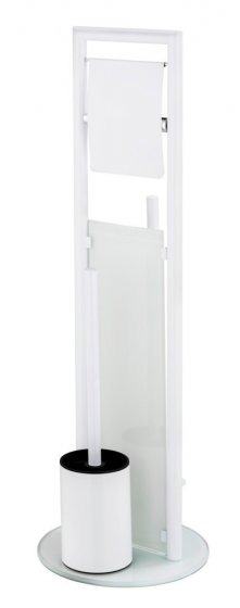 Stand WC-Garnitur Mod. Ravina Weiß, 3-in-1 Funktion mit Ersatzrollenhalter 