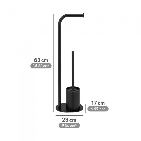 Stand WC-Garnitur Mod. Levante, schwarz, Stahl, 23x63x17 cm, rostfrei und freistehend 