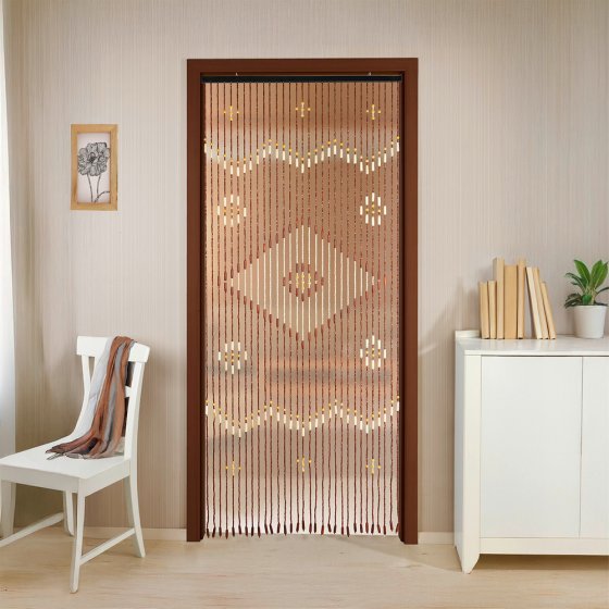 Bambusvorhang Rhombus, mehrfarbig, holz, 90x200 cm, 31 Stränge aus Ahornholz 