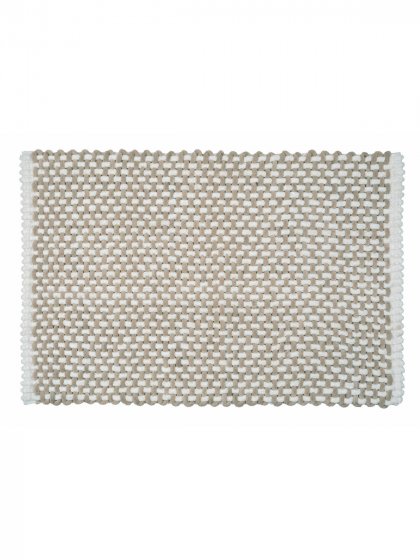 Badteppich Mod. Covelo, weiß-beige, Polyester, Baumwolle, 50x80 cm, rutschhemmend beschichtet, schnelltrocknend 