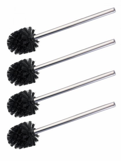 Toilettenbürste mit Edelstahlstiel, 4er Set, WC-Ersatzbürste, 4er Set, Ø 8 cm 